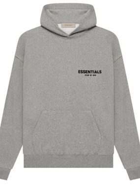 Fear of God ESSENTIALS Dark Oatmeal Chest Logo Hoodie